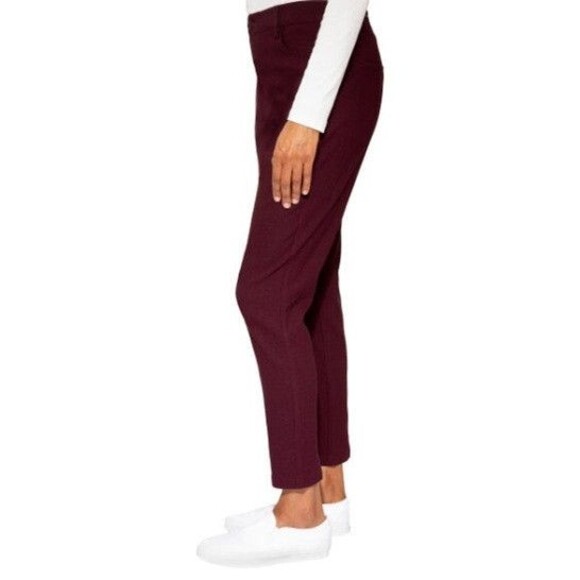 NWT Mario Serrani Ladies' Textured Pull-On Pants Burgandy Size XL - Picture 2 of 3